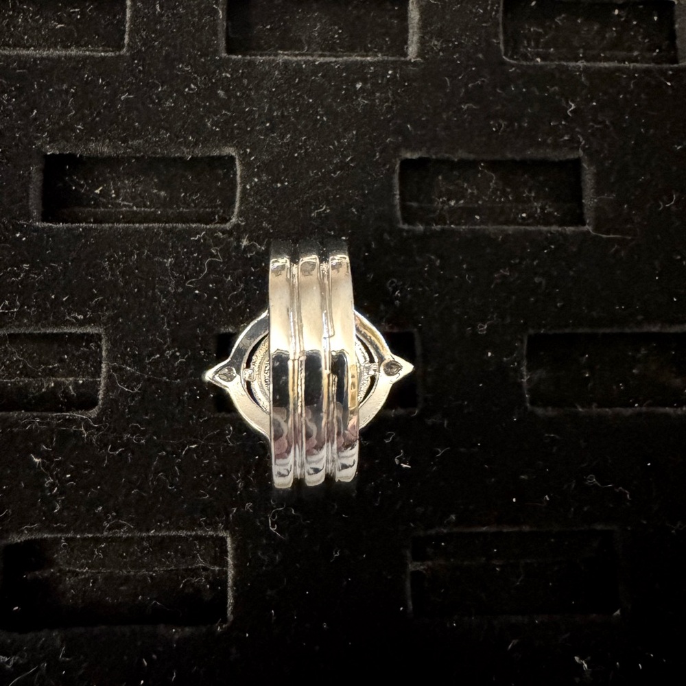 Dyed Howlite & Rhinestone Silvertone Ring Size 9 - Picture 3 of 5